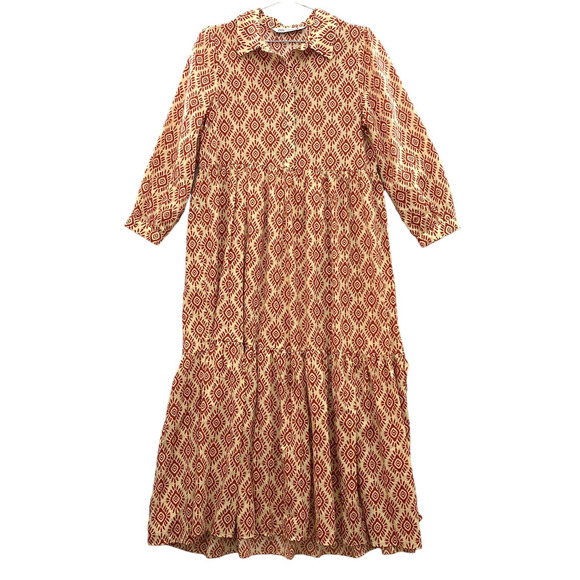 Zara Dresses & Skirts - Zara Dress Womens Small Midi Red Lightweight Flowy Oversize Boho The Karen